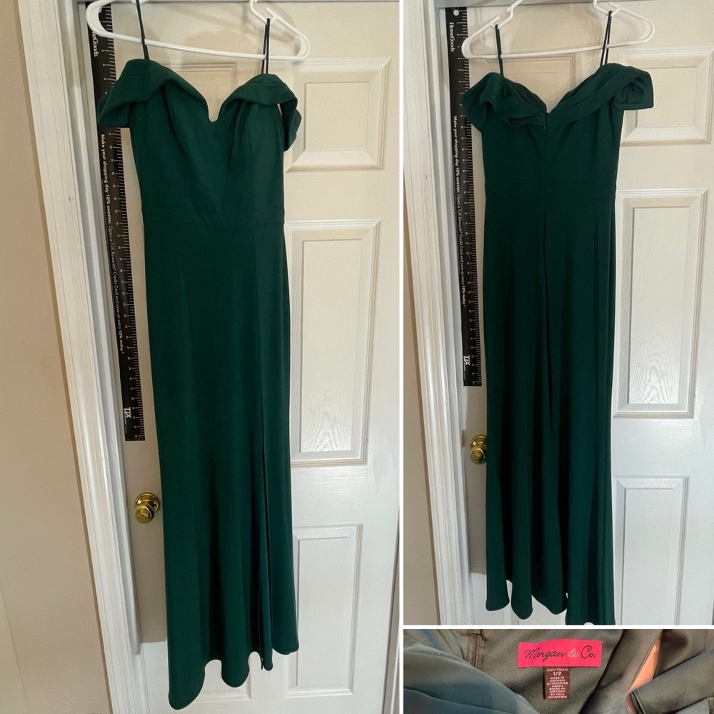 Morgan & Co. Emerald Off-Shoulder Dress